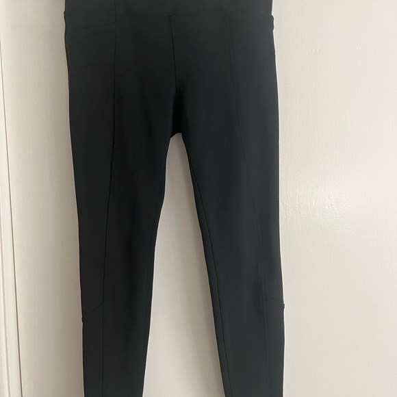 Athleta Chaturanga fleece lined leggings pockets MT medium tall black - Picture 2 of 9